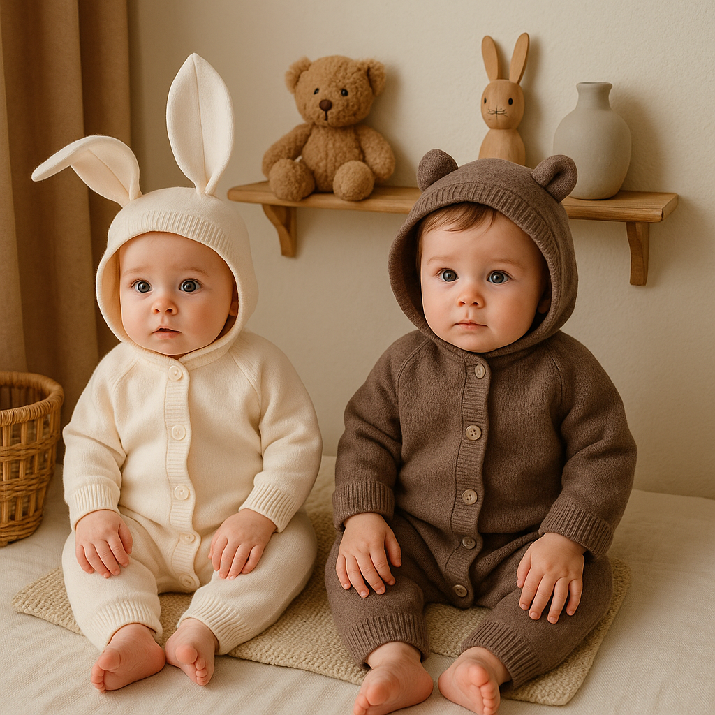 Bear Ear Knitted Romper