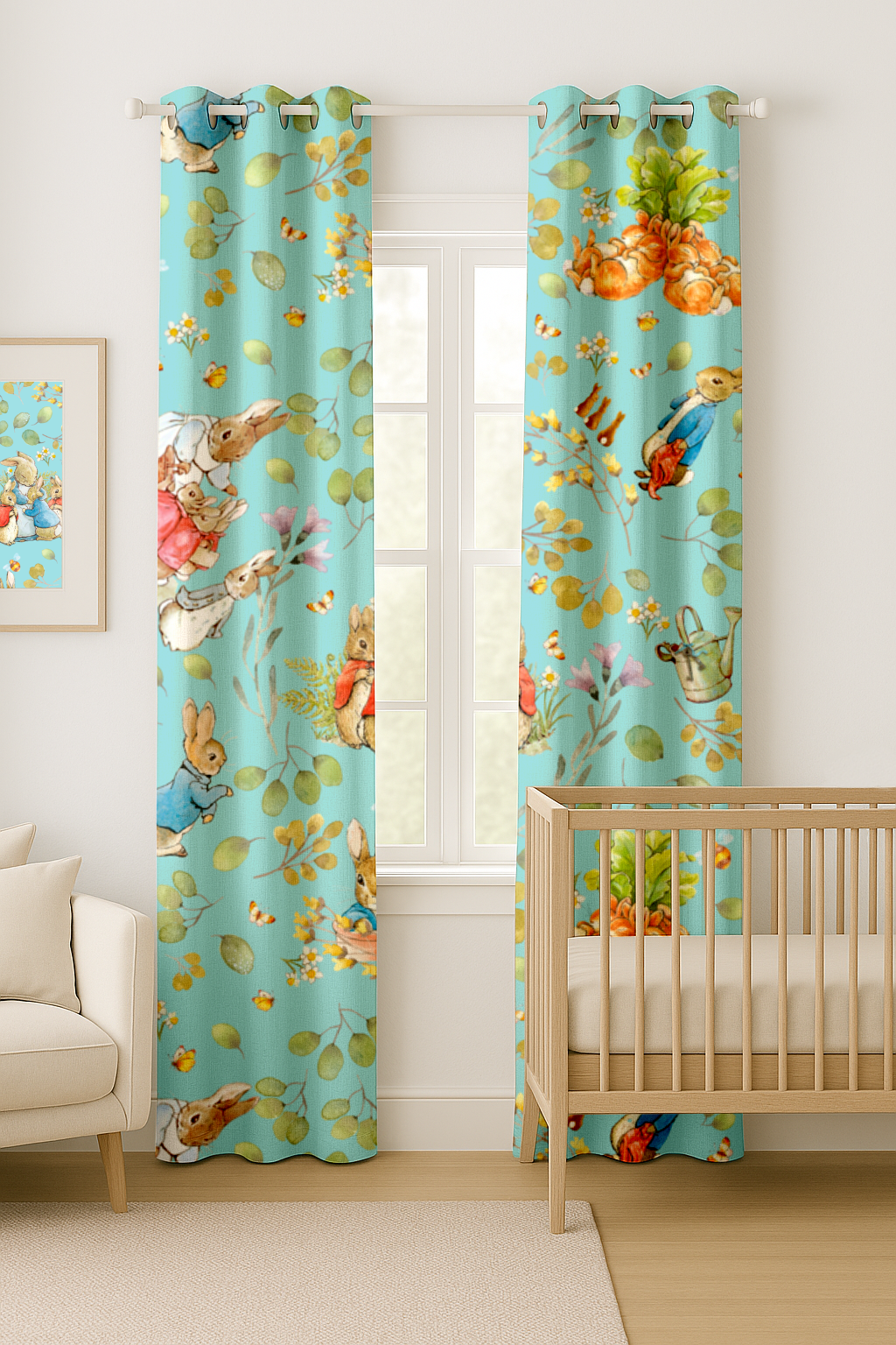 Peter Rabbit Blue Curtains
