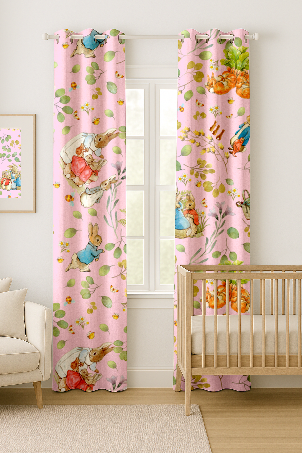 Peter Rabbit Pink Curtains