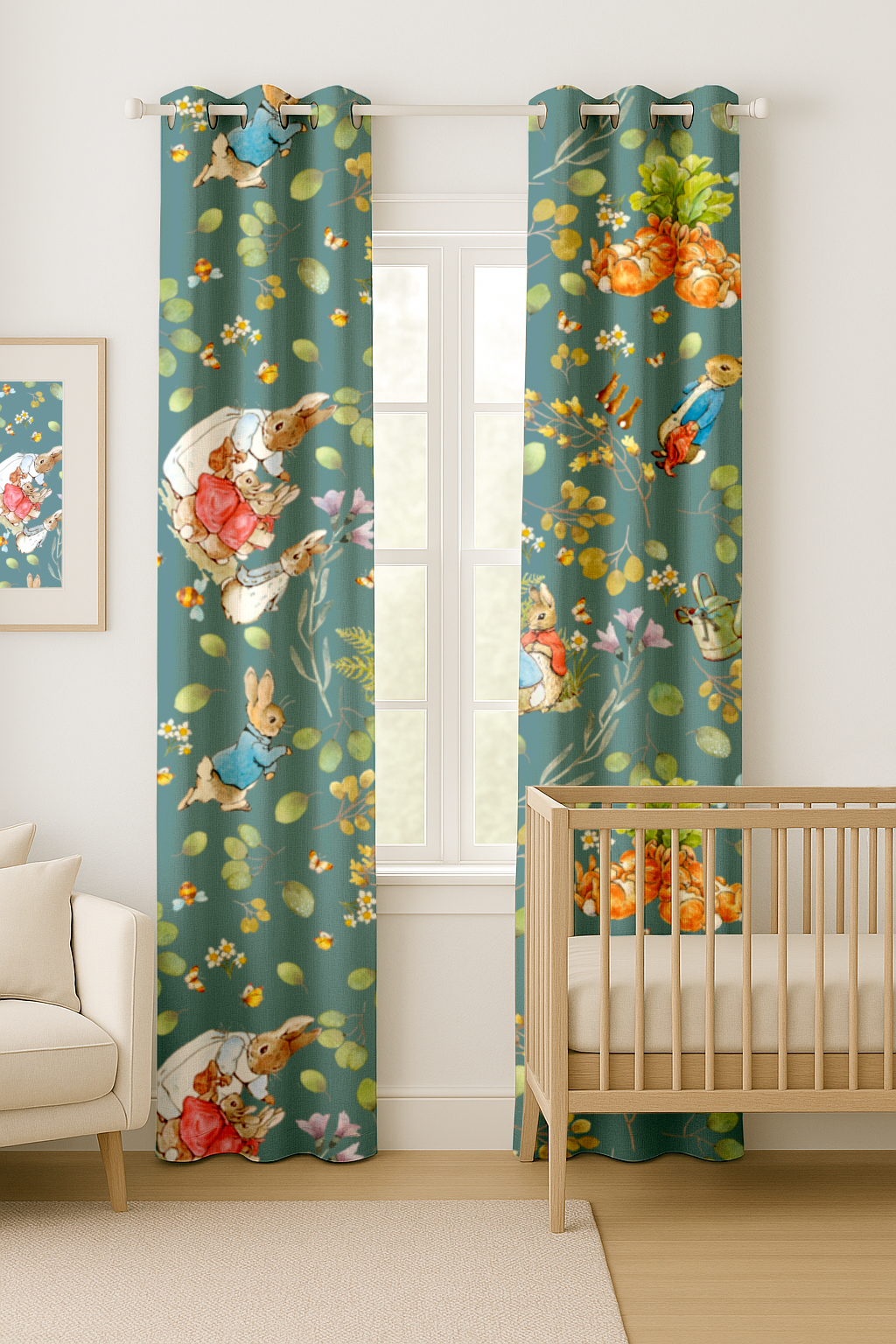 Peter Rabbit Teal Curtains