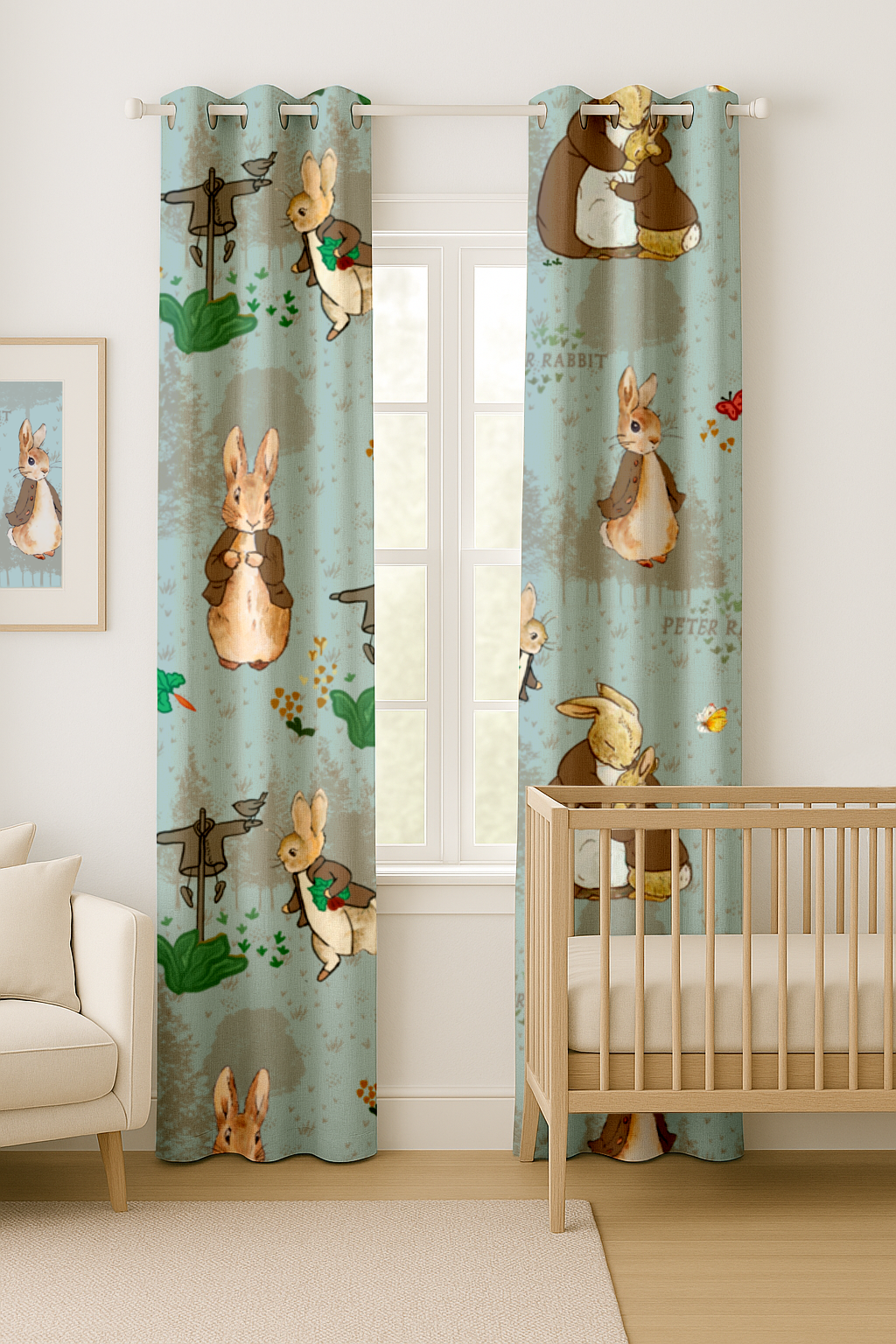 Peter Rabbit Powder Blue Curtains