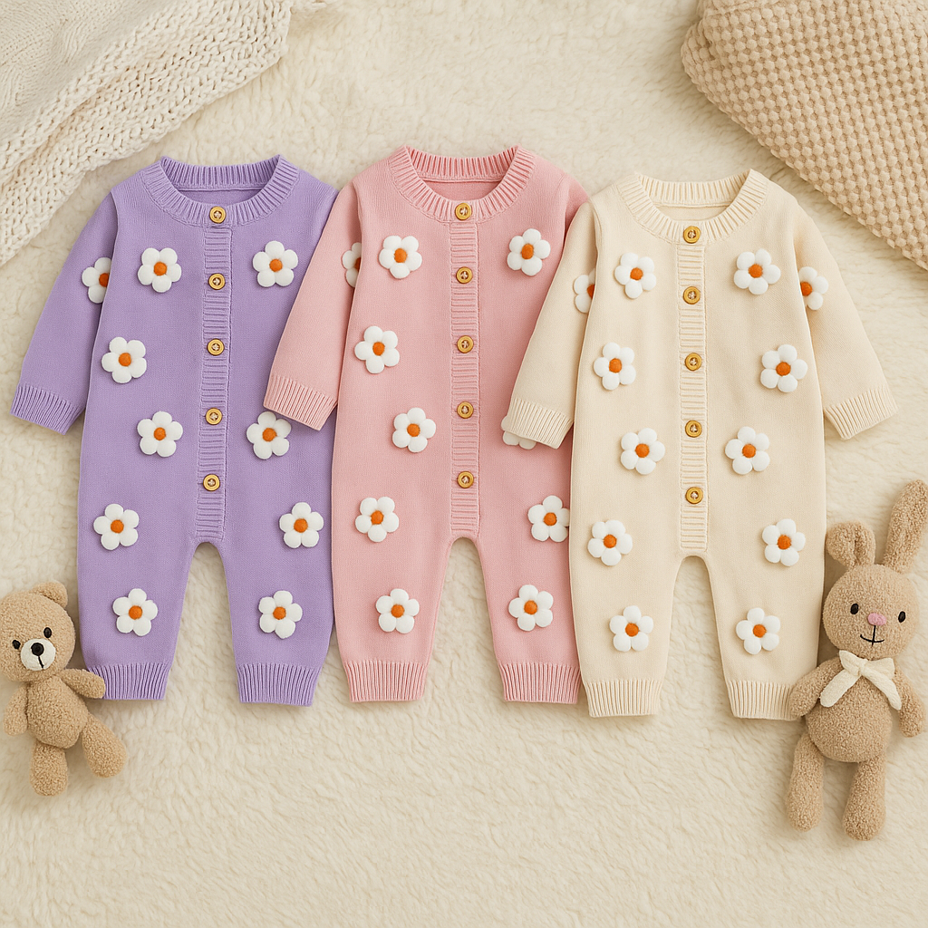 Flower Knitted Romper