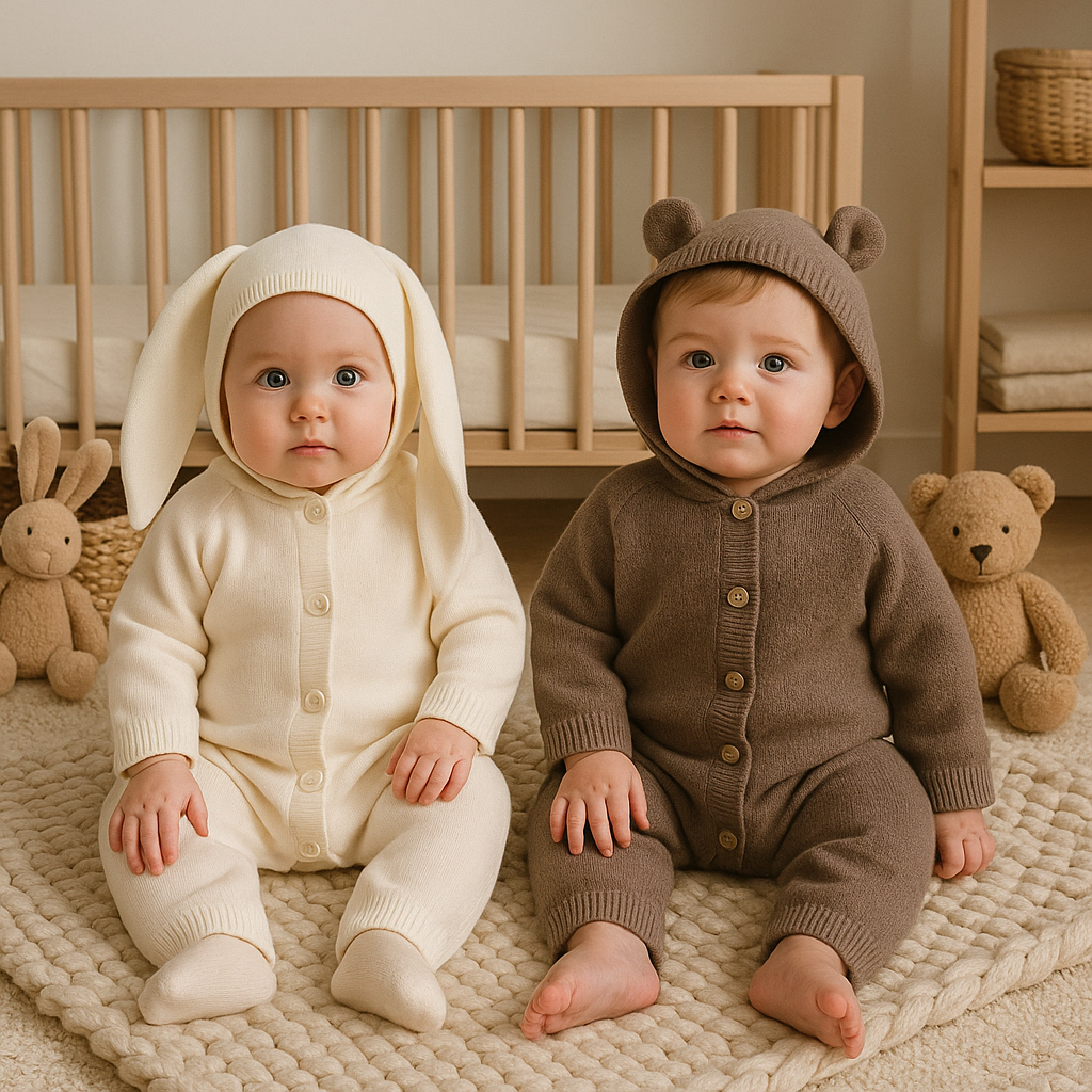 Bear Ear Knitted Romper