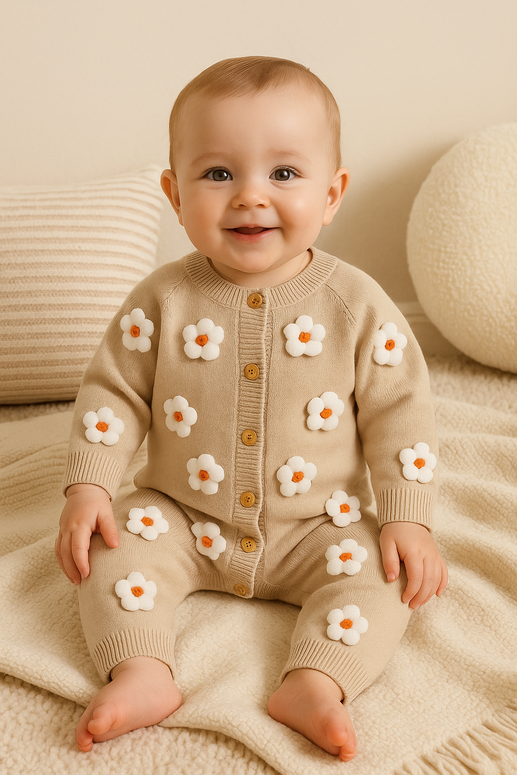 Flower Knitted Romper