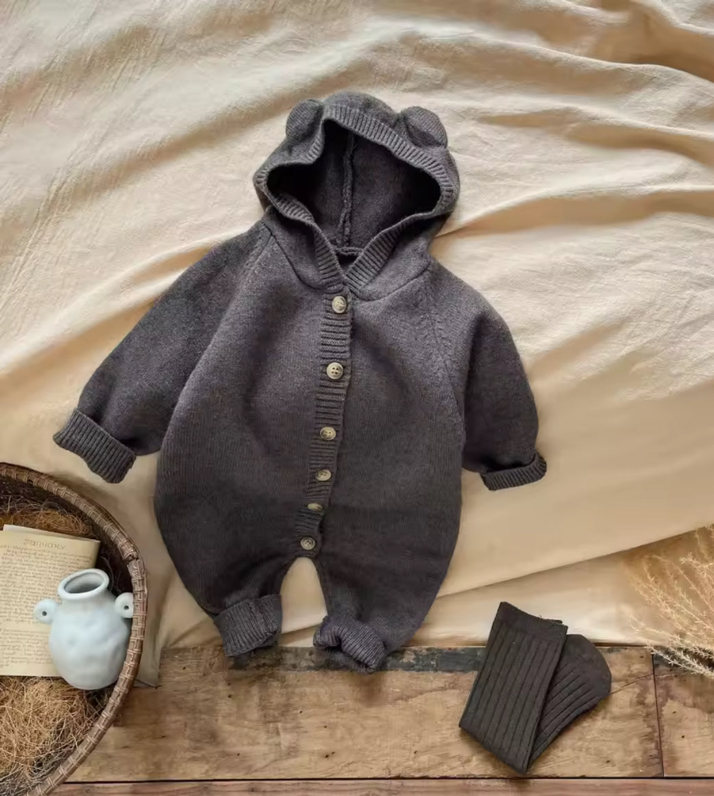 Bear Ear Knitted Romper