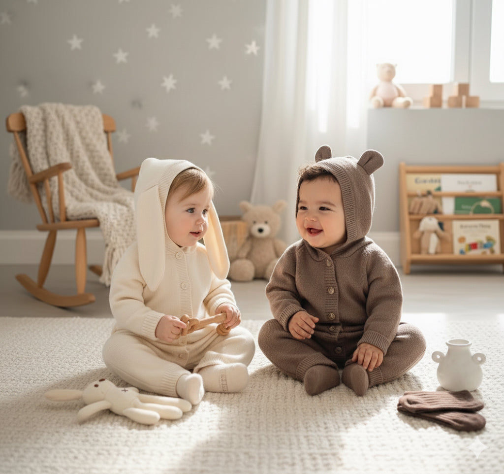Bear Ear Knitted Romper