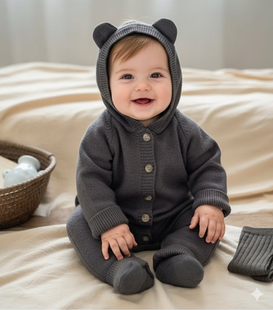 Bear Ear Knitted Romper