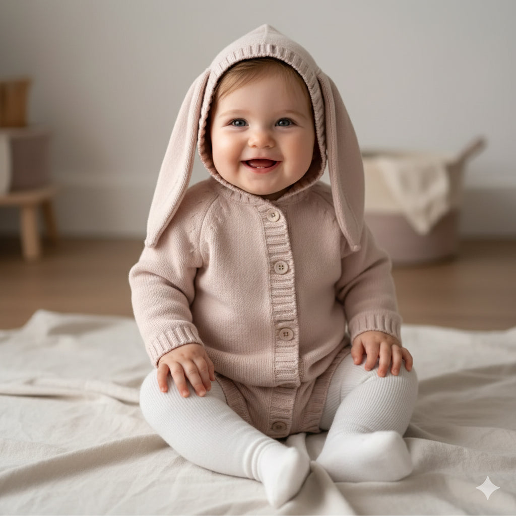 Bear Ear Knitted Romper