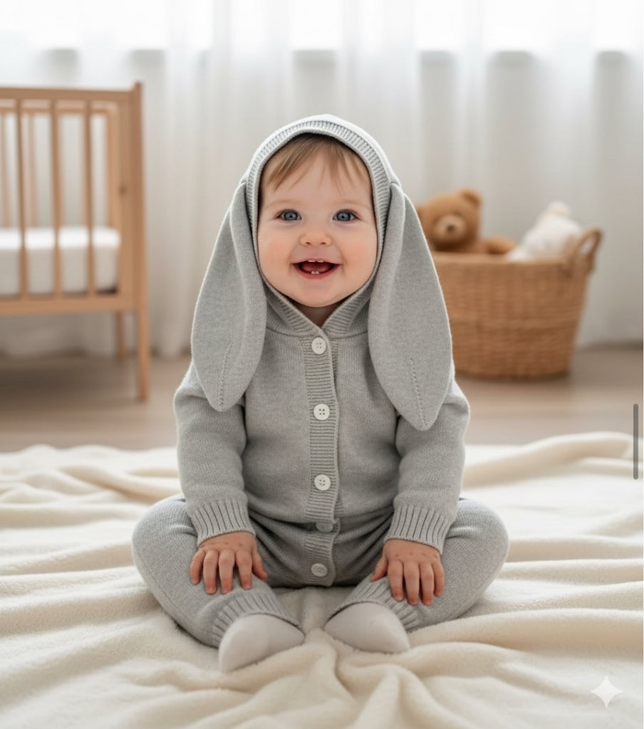 Bear Ear Knitted Romper