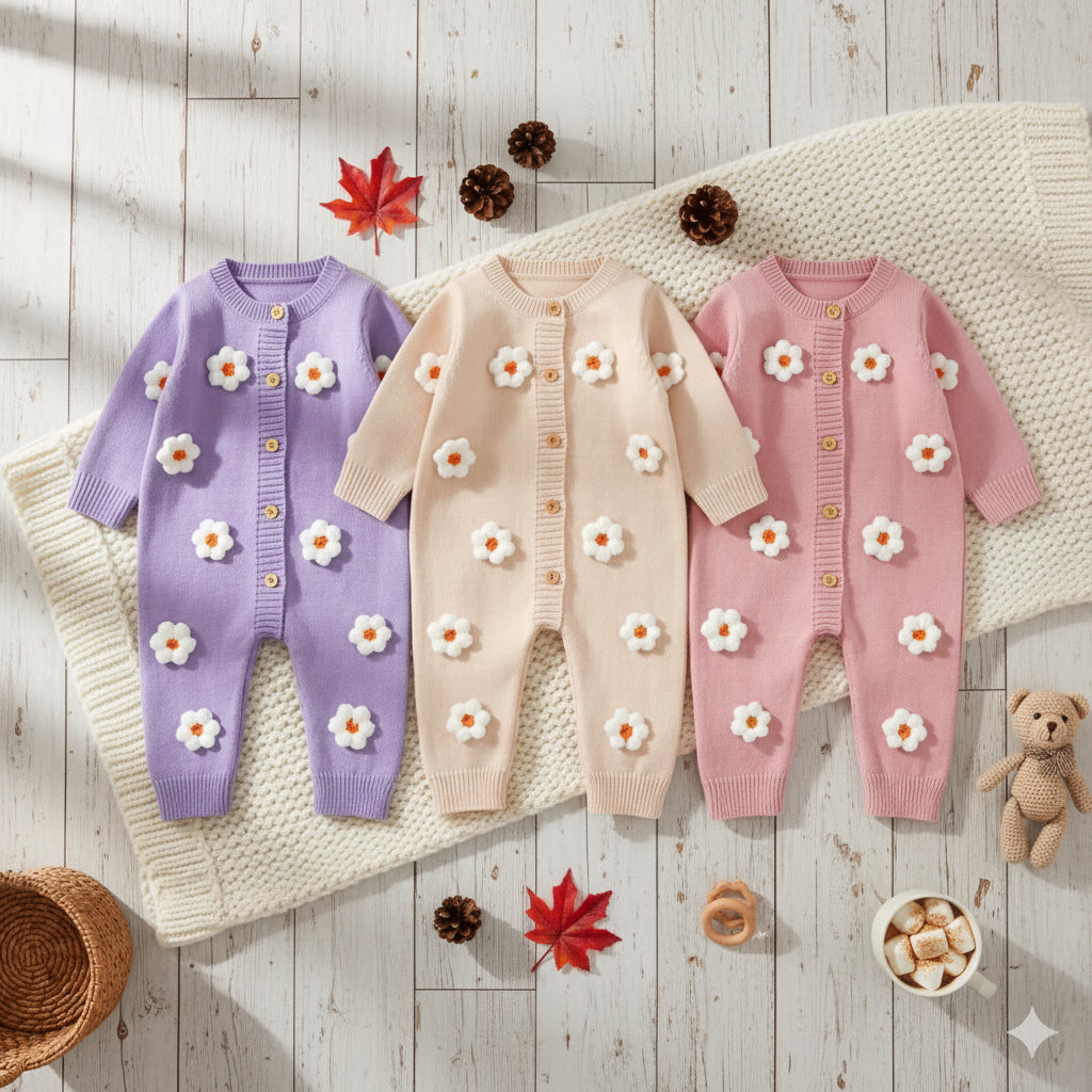 Flower Knitted Romper