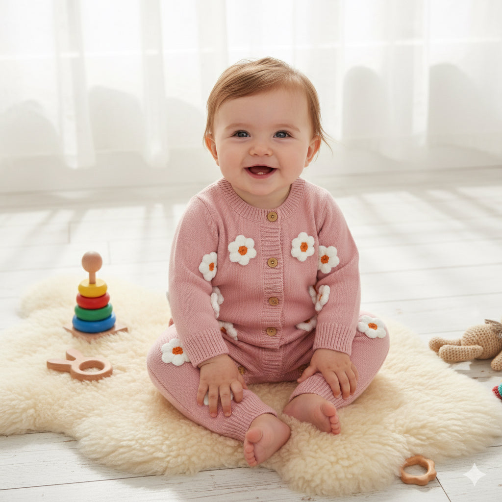 Flower Knitted Romper