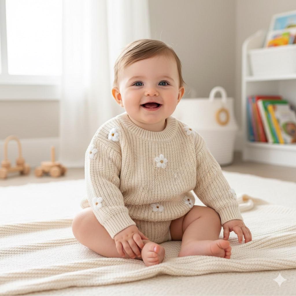 Knitted Flower Jumper